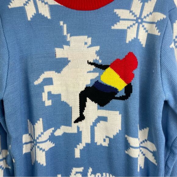 Ugly Christmas Sweater 5 hour Energy Drink Unicorn Snowflakes - Picture 3 of 8